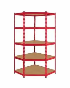 Monster Racking Z-Rax Corner Storage Shelf Unit, Red, 90cm Wide