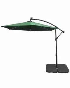 Green 3m LED Cantilever Parasol With Plain Base