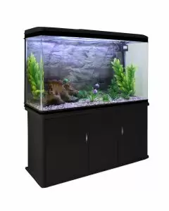 Aquarium Fish Tank & Cabinet with Complete Starter Kit - Black