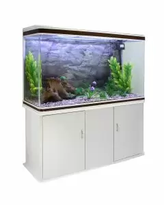 Aquarium Fish Tank & Cabinet with Complete Starter Kit - White