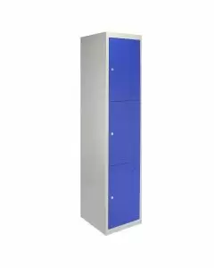 Metal Storage Lockers - Three Doors, Blue