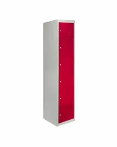 Metal Storage Lockers - Six Doors, Red