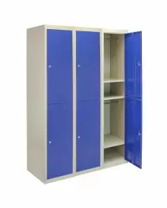 3 x Metal Storage Lockers - Two Doors, Blue