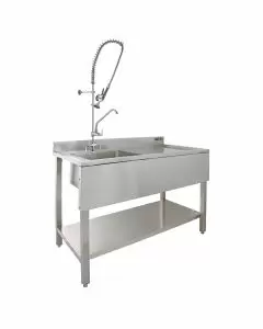 KuKoo Commercial Sink & Pre-Rinse Tap - Right Hand Drainer