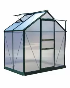 Greenhouse Polycarbonate 6ft x 4ft With Base (Green)
