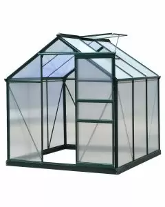 Greenhouse Polycarbonate 6ft x 6ft With Base (Green)