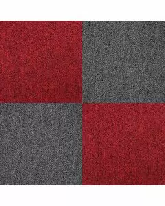 40 x Carpet Tiles 10m2 / Scarlet Red & Charcoal Black