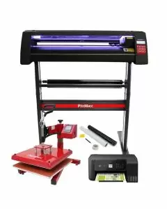 Pixmax 38cm Swing Heat Press, Vinyl Cutter With LEDs and Printer Complete Start Up Bundle