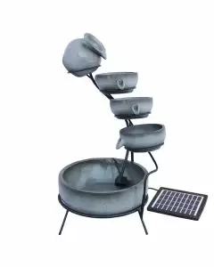 Grey 4 Tier Spilling Bowls Water Feature With Aquatic Cleaner