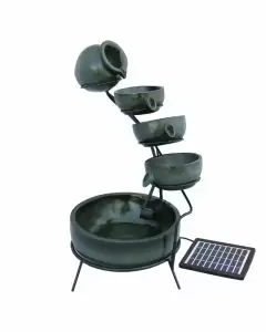 Green 4 Tier Spilling Bowls Water Feature With Aquatic Cleaner