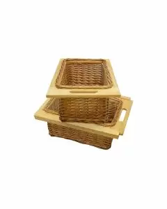 2 x Pull Out Wicker Kitchen Baskets 400mm 
