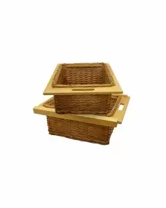 2 x Pull Out Wicker Kitchen Baskets 500mm 