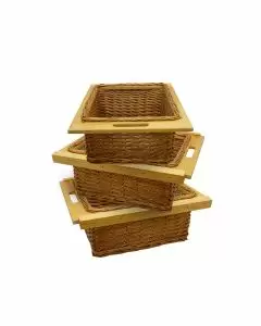 3 x Pull Out Wicker Kitchen Baskets 500mm 