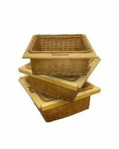 3 x Pull Out Wicker Kitchen Baskets 600mm 
