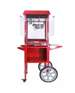 KuKoo 8oz Popcorn Machine & Cart with 24 x Corn/Oil Kit, Premium Salt & Sweet Seasoning