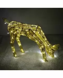 Light Up Reindeer Gold Grazing Doe - 61cm 120 Ice White LED
